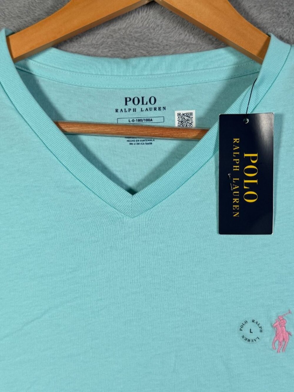 Polo Ralph Lauren T Shirt Mens L Light Blue V Neck Classic Fit Cotton $55